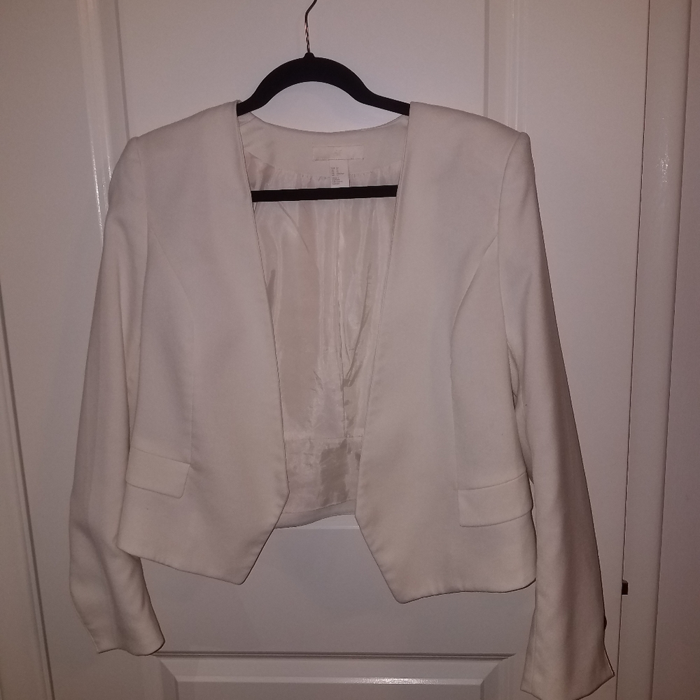 Cream Cropped Blazer | Size 12